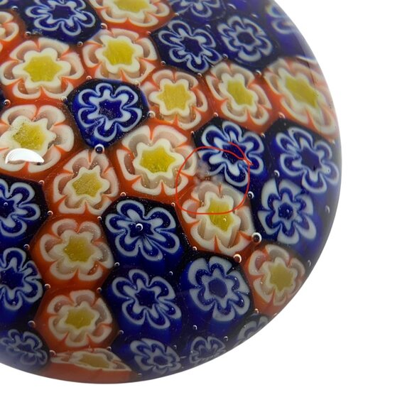 VTG Hand-crafted By Silvestri Millefiori Art Glass Paperweight FLAW 3" Diameter - Picture 4 of 9